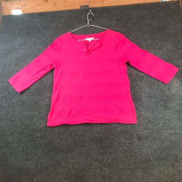 Talbots Tops - Talbots Hello Saturday Top Womens Small Petite Hot Pink Cotton 3/4 Sleeve Modern